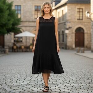 Donna Degnan Black Mesh Dress 10 Office Dark Academia Goth Cocktail